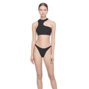 Anine Bing Monogram Bikini Set med Assymetrisk Design Black, Dam