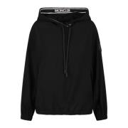 Moncler Logo-appliquè satin hoodie med stretchdesign Black, Dam