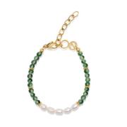 Nialaya Women's Beaded Bracelet with Pearl and Ocean Grass Agate White...