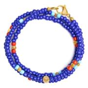 Nialaya The Mykonos Collection - Blue and Red Vintage Glass Beads with...