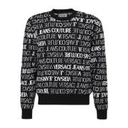 Versace Jeans Couture Svart Tröja med Logotext Black, Herr