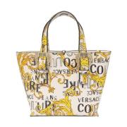 Versace Jeans Couture Vit Barocktryck Handväska med Logospännen Multic...