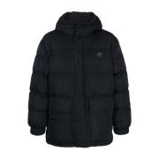 Maison Kitsuné Quiltad svart jacka med rävmotiv Black, Herr