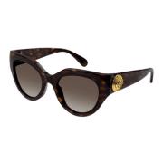 Gucci Cat-eye solglasögon med antik metallknapp Brown, Dam