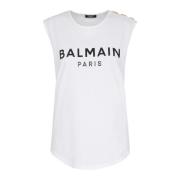 Balmain Sleeveless Tops White, Dam