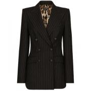 Dolce & Gabbana Randig dubbelknäppt blazer Black, Dam