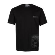 Moschino Logo Appliqué Bomull T-shirt Black, Herr