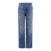 Versace Barock Laser Print Jeans med Medusa-detaljer Blue, Dam