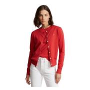 Polo Ralph Lauren Räfflad Bomullsblandning Gilet Red, Dam