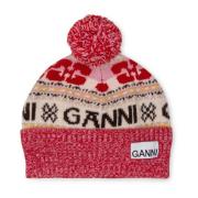 Ganni Grafisk Ull Beanie Multicolor, Dam