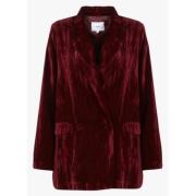 Suncoo Sammet Blazer med skräddarsydd passform Red, Dam