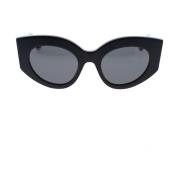 Gucci Cat-Eye Solglasögon med Unika Tricolor Armar Black, Dam