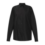 Balenciaga Bomullsskjorta med kristalllogotyp Black, Dam