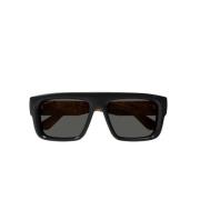 Gucci Herr fyrkantiga acetat solglasögon med bruna logobågar Black, He...