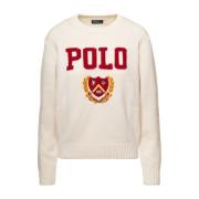 Polo Ralph Lauren Vita Ull Rund Hals Sweaters White, Dam