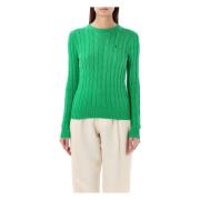 Ralph Lauren Preppy Grön Cable-Knit Sweater Green, Dam