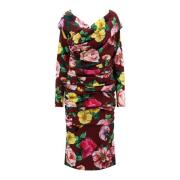 Dolce & Gabbana Sidenklänning med blommönster Multicolor, Dam