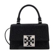 Tory Burch Svart Läderhandväska med Flapplås Black, Dam