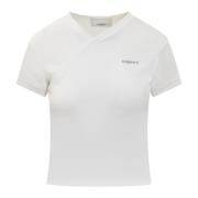Coperni Kortärmad V-ringad T-shirt White, Dam