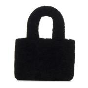 Amina Muaddi Svart Shearling Handväska Black, Dam