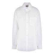 Balenciaga Vit Loose-Fit Poplin Skjorta White, Dam