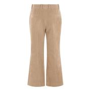 Chloé Beige Corduroy Flare Byxor Beige, Dam