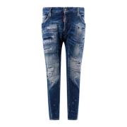 Dsquared2 Biker Jeans med Förstörd Effekt Blue, Herr