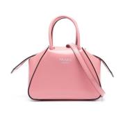 Prada Handväska i borstat läder med kontrastdetaljer Pink, Dam