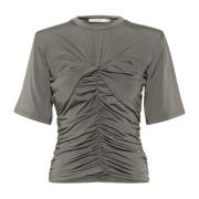 Gestuz Gunmetal Grey Draperad Blus Gray, Dam