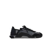 Dolce & Gabbana Svarta Canvas Låga Sneakers med Logo Jacquard Black, H...