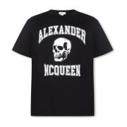 Alexander McQueen Tryckt T-shirt Black, Herr