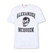Alexander McQueen Tryckt T-shirt White, Herr