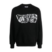 Versace Jeans Couture Svart Logosweatshirt med Crew Neck Black, Herr