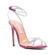 Aquazzura Kristalldekorerade Transparenta PVC-sandaler Pink, Dam