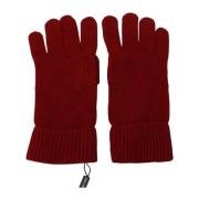 Dolce & Gabbana Red 100% Cashmere Knit Hands Mitten Mens Gloves Red, H...