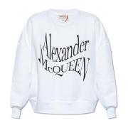 Alexander McQueen Sweatshirt med logotyp White, Dam