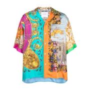 Moschino Multifärgad Siden Satin Mix Print Skjorta Multicolor, Herr