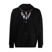 Marcelo Burlon Svart Bomullssweatshirt med Huva Black, Herr