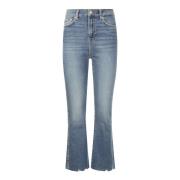 7 For All Mankind Hög Midja Slim Kick Jeans Blue, Dam