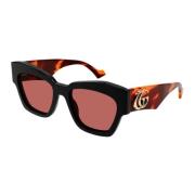 Gucci Chunky Cat Eye Solglasögon i Brun och Rosa Black, Dam