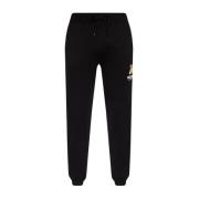 Moschino Svarta bomulls joggingbyxor med Teddy Bear-logotyp Black, Her...