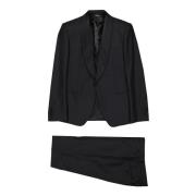 Dolce & Gabbana Svart Kostym med Ull-Silke Blandning Black, Herr