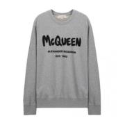 Alexander McQueen Grå Logo Sweatshirt för Män Gray, Herr