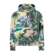 Palm Angels Grön Bomull Logo Hoodie Green, Herr