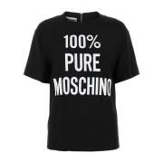 Moschino Svart crepe t-shirt - Stilfull och mångsidig Black, Dam