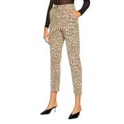 Twinset Leopard Print Straight Jeans Brown, Dam