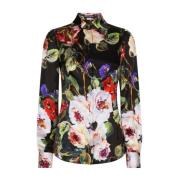 Dolce & Gabbana Skjortor med Blommönster i Silkeblandning Multicolor, ...