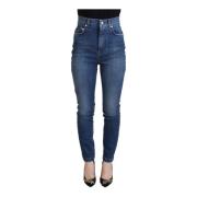 Dolce & Gabbana Denimbyxor med Logodetaljer Blue, Dam