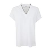 Brunello Cucinelli Vit V Neck T-Shirt White, Dam