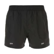 Off White Svarta polyester badshorts Black, Herr